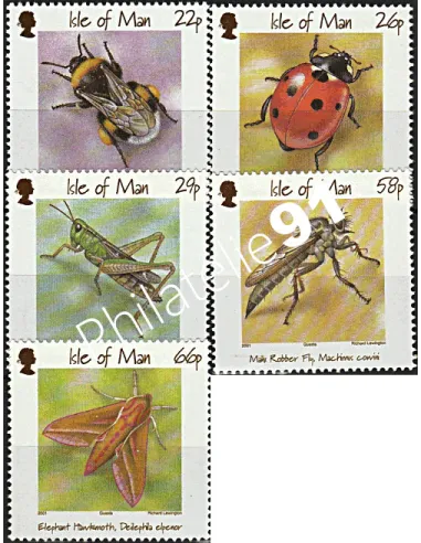 ILE DE MAN - n° 945 à 949 - Faune. Insectes