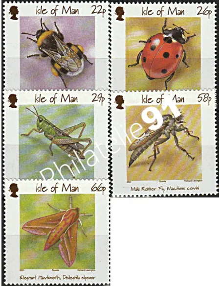 ILE DE MAN - n° 945 à 949 - Faune. Insectes