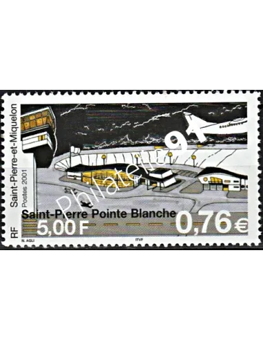 Timbre de Saint-Pierre et Miquelon n° 753, aéroport,  timbres Dom-Tom