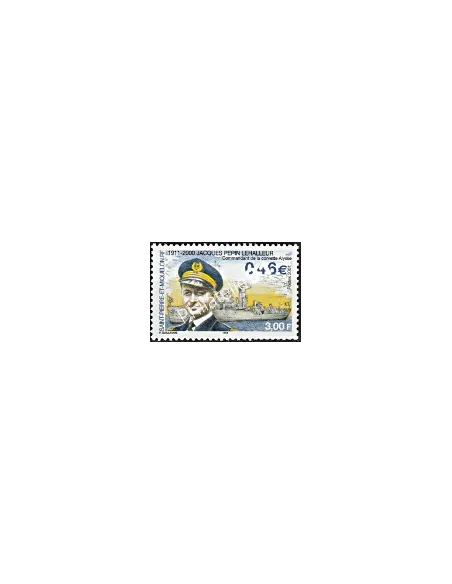 Timbre de St-Pierre et Miquelon n° 756, corvette,  collection Dom-Tom