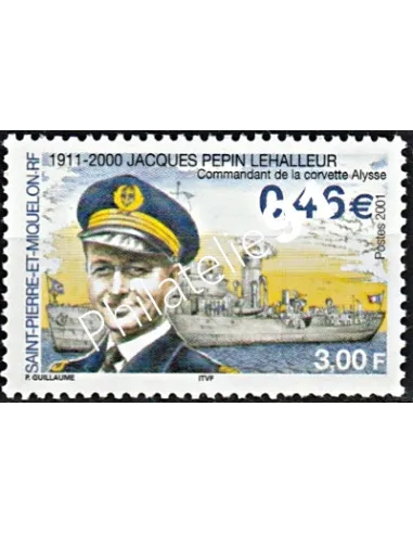 Timbre de St-Pierre et Miquelon n° 756, corvette,  collection Dom-Tom