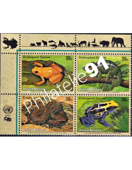 ONU - New-York - n°  985 à 988 ** - Protection de la Nature - Reptiles et batraciens