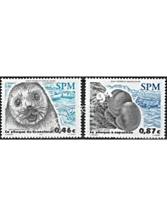 Timbres de St-Pierre et Miquelon n° 789-790, phoques, Timbres dom tom