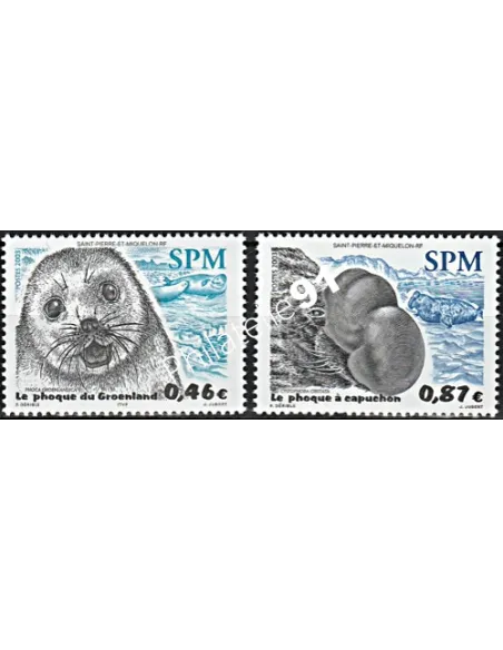 Timbres de St-Pierre et Miquelon n° 789-790, phoques, Timbres dom tom