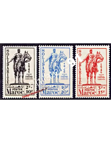 timbres du Maroc n° 241 à 243, Statue équestre de Lyautey à Casablanca