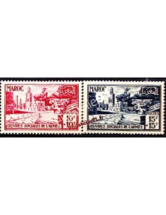 Timbres du Maroc n° 294 à 295. Timbres des colonies françaises