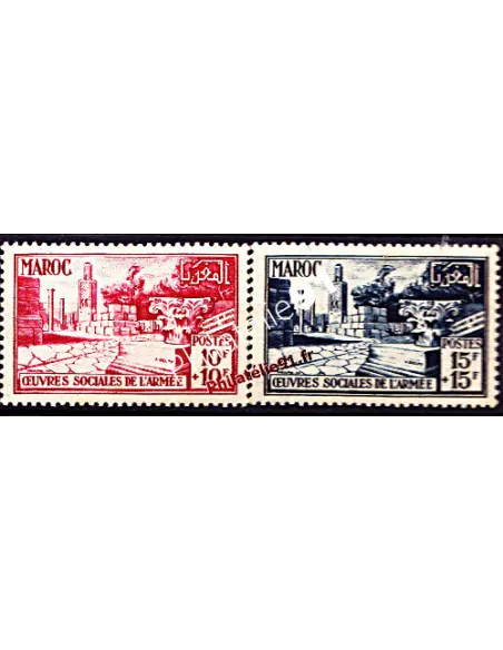 Timbres du Maroc n° 294 à 295. Timbres des colonies françaises