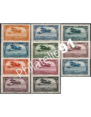Maroc - PA n° 12 à 21, Poste aérienne. Timbres des colonies françaises