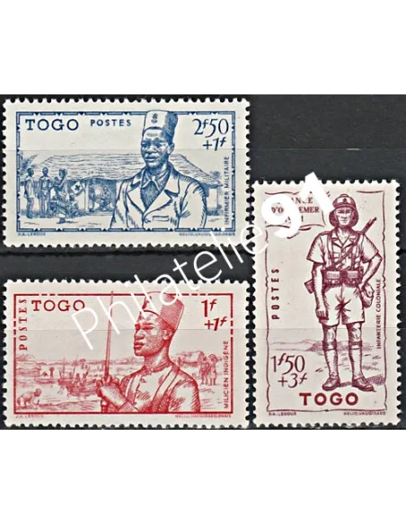 Timbres du TOGO n° 208 à 210, défense de l'Empire, timbres des colonies françaises