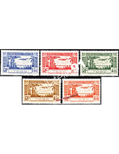 Timbres du Togo - P.A. n° 1 à 5 - Avion, timbres des colonies françaises