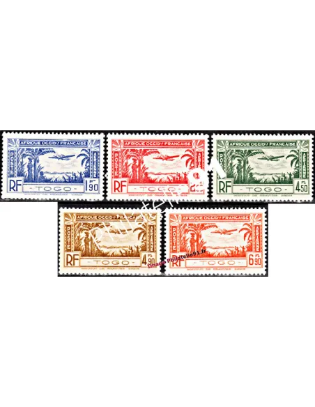 Timbres du Togo - P.A. n° 1 à 5 - Avion, timbres des colonies françaises