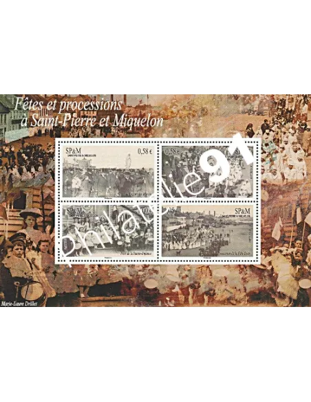 Bloc n° 15 de Saint pierre et Miquelon, fêtes, collection Dom-Tom