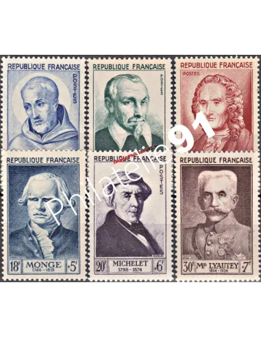 Timbres de France n°  945 au 950 - Série Célébrités du XIIe au XXe siècle, Collection Timbres France