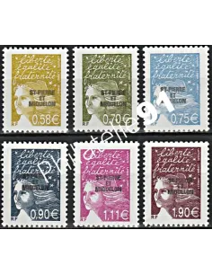 Timbres de St-Pierre et Miquelon n° 800-805, Marianne, Timbres dom tom