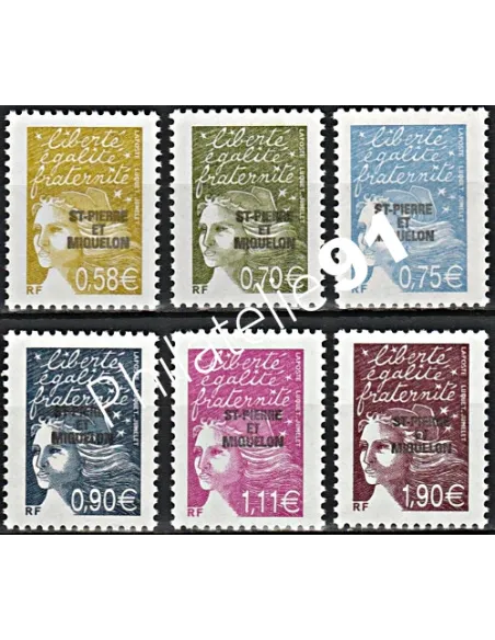 Timbres de St-Pierre et Miquelon n° 800-805, Marianne, Timbres dom tom