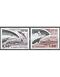 Timbres de St-Pierre et Miquelon n° 812-813, cétacés, Timbres dom tom