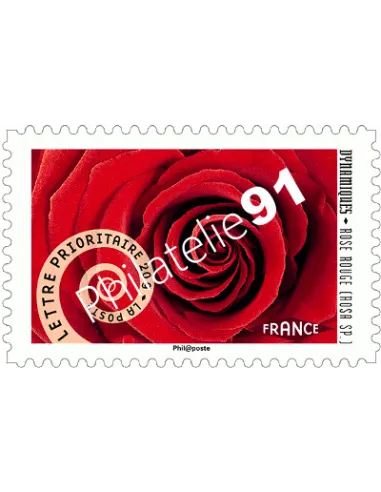 timbres adhésifs  930, Rose rouge, Carnet Dynamiques Collection timbres France