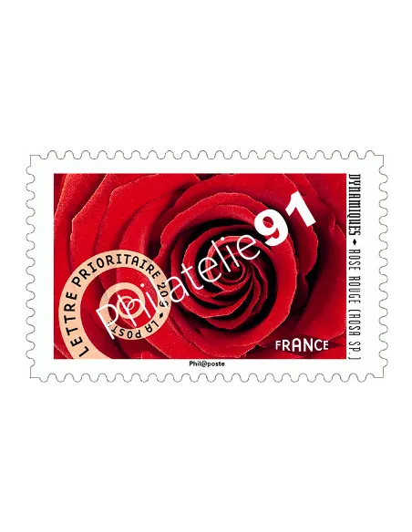 timbres adhésifs  930, Rose rouge, Carnet Dynamiques Collection timbres France