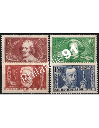 n° 330 à 333 Au profit des Chômeurs intellectuels, timbres France