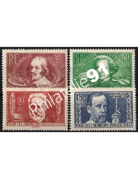 n° 330 à 333 Au profit des Chômeurs intellectuels, timbres France