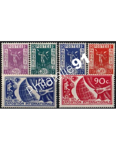 n° 322 au n° 327, Exposition internationale Paris 1937, timbres France