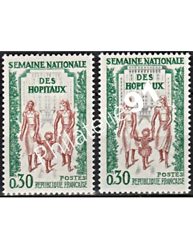 Timbre de France n° 1339  - Variété - collection timbre France.