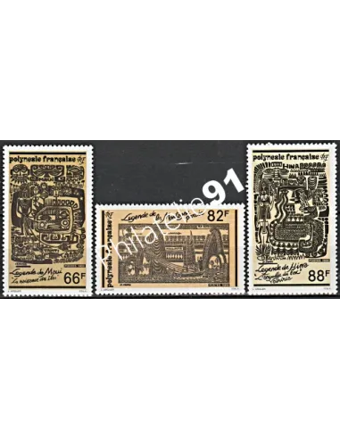 Timbres de POLYNESIE n°  347 à 349, légendes,Timbres Dom Tom