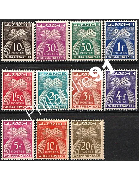 Timbred taxe n°  67 à 77 - Type Gerbes - collection timbres France
