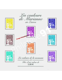 Bloc n° 44, Les couleurs de Marianne en Euros, Collection timbres France