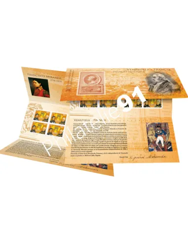 Émission commune : Pochette P4393 - France - Vénézuela. Général Francisco de Miranda (1750-1816).