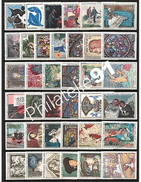 Timbres Tableaux de France de 1961 à 1969, collection timbres France