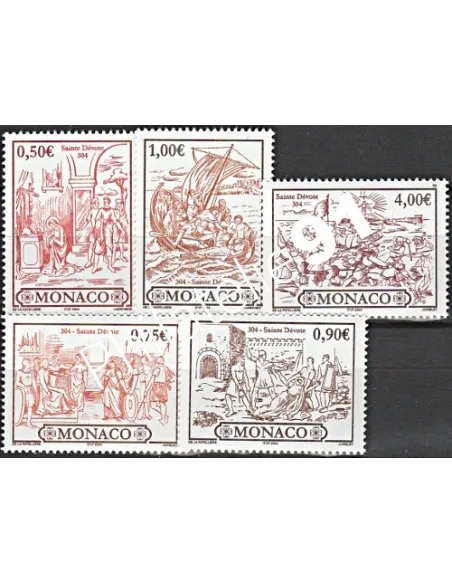 MONACO - n° 2418 à 2022, 1700 ans de Sainte Dévote, timbres Monaco