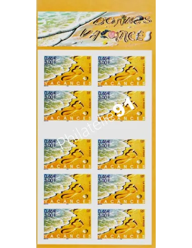 Carnet de timbres de France n° 3400A (ADH. BC 29)"Bonne vacances" (2001)