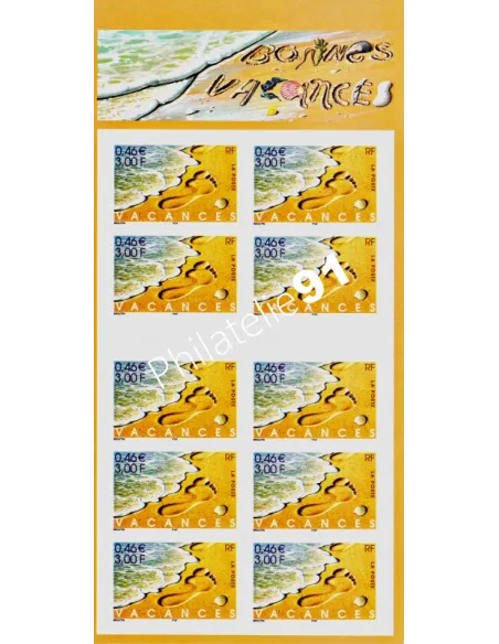 Carnet de timbres de France n° 3400A (ADH. BC 29)"Bonne vacances" (2001)