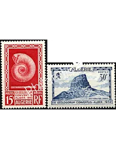 Timbre neuf d'Algérie n° 297-298 - 19ème congrès de géologie à Alger
