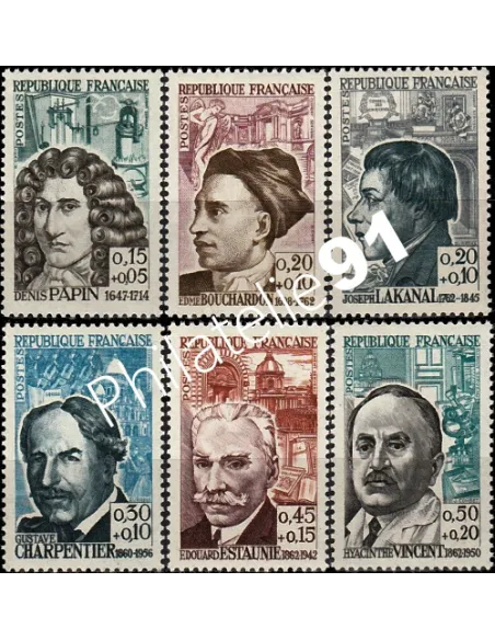 timbres n° 1345 à 1350 - Série Personnages célèbres, Timbres de France