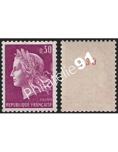 n° 1536b  - Type Marianne de Cheffer - 30 c. lilas, timbres de France
