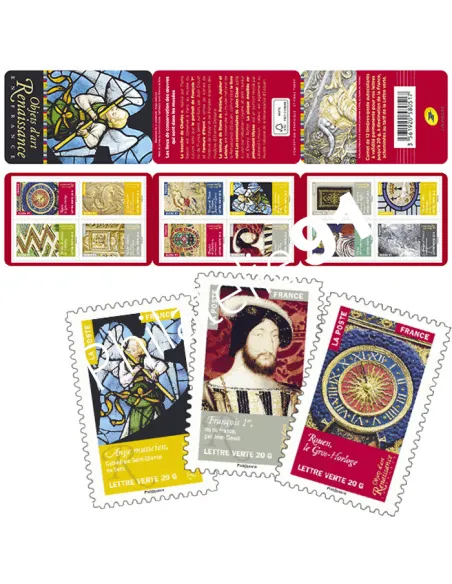 Carnet n°1011 à 1022,Art. Renaissance en France, timbres France