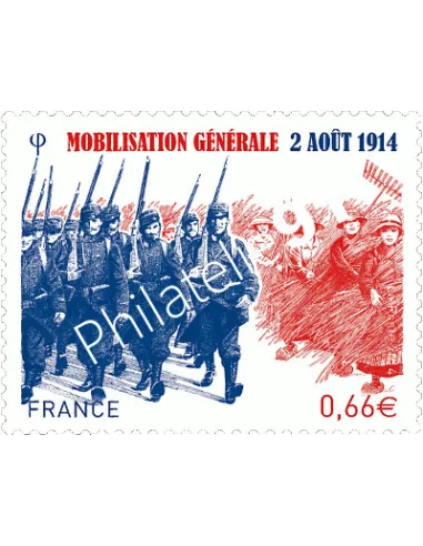 Timbre n° 4889, Mobilisation générale du 2 août 1914, timbres France