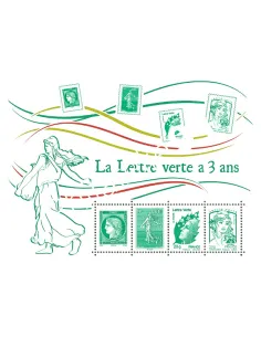 Feuille 4908 - La lettre verte a 3 ans, collection timbres France