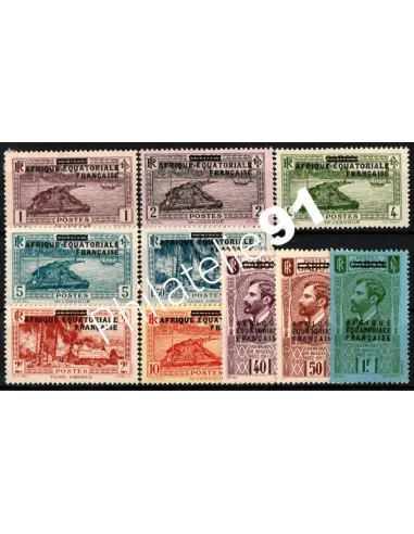 Timbres d'A.E.F. n° 17 à 26, timbres des colonies françaises