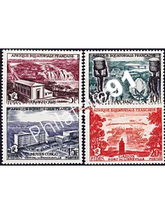 Timbres d'A.E.F n° 232 à 235. F.I.D.E.S., timbres des colonies