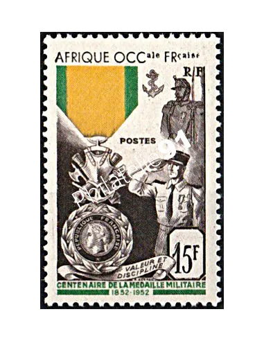 A.O.F n°46,Médaille militaire, timbres des colonies françaises