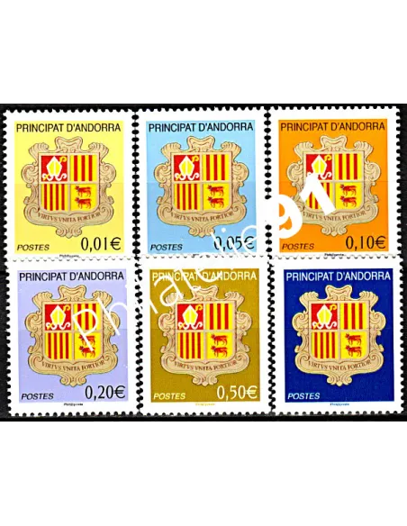 ANDORRE FRANCAIS n°681-686, Série courante. Armoiries, timbres andorre