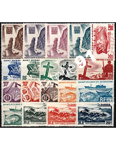 ST PIERRE & MIQUELON n° 325 à 343, Série courante, timbres colonies