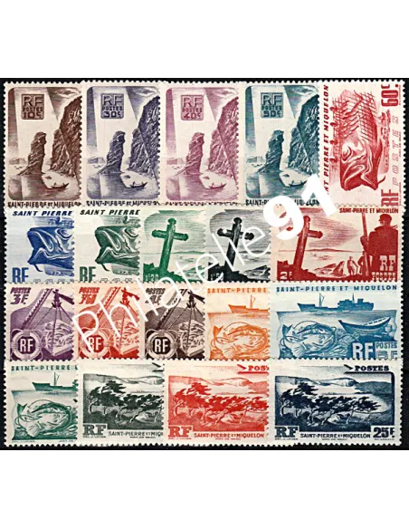 ST PIERRE & MIQUELON n° 325 à 343, Série courante, timbres colonies