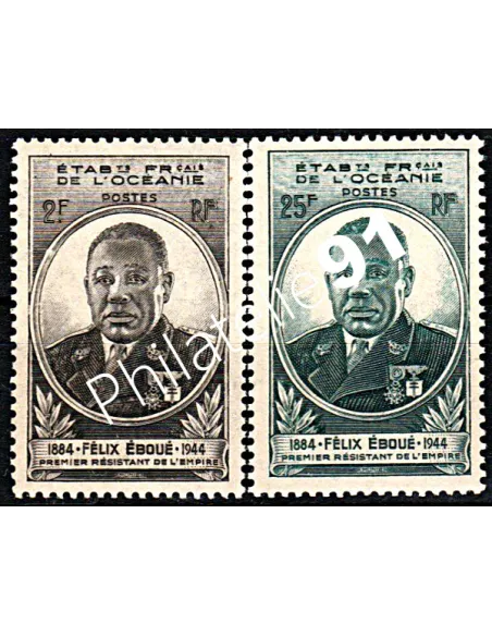 OCEANIE, n°180à181, Gouverneur Eboué timbres des colonies francaises