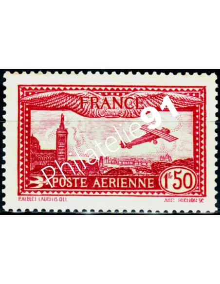 Timbre de France - Poste Aérienne n° 5 - Avion survolant Marseille