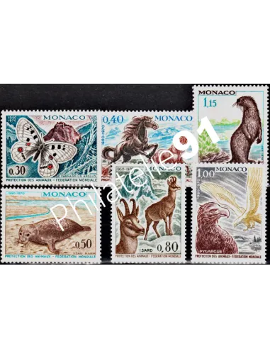 MONACO n° 809 à 814, Protection des animaux, timbres de Monaco
