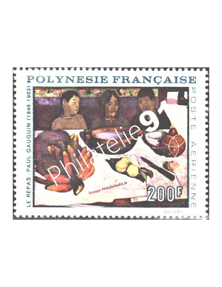 Timbre de POLYNÉSIE PA n° 25, Gauguin, le repas, timbres des Dom Tom